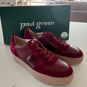Paul Green - Asta - Leather Statement Sneakers - Wine Burgundy - UK 6 / US 8.5